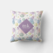 かわいいカラフルバブルパタモノグラムのーン クッション (裏面)