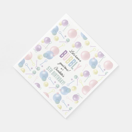 かわいいカラフルバブル子供の誕生日パーティー スタンダードランチョンナプキン (角)