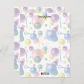 かわいいカラフルバブル子供の誕生日パーティー ノートカード (正面/裏面)