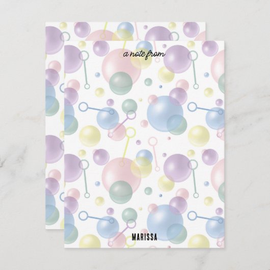 かわいいカラフルバブル子供の誕生日パーティー ノートカード (正面/裏面)