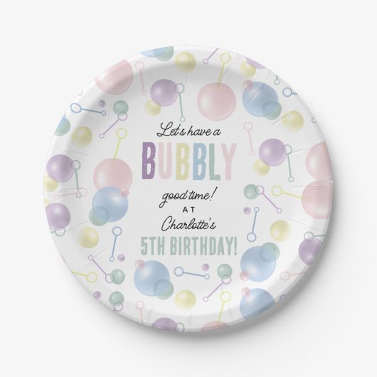 かわいいカラフルバブル子供の誕生日パーティー ペーパープレート (正面)