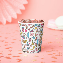 かわいいカラフルバルーンお誕生日ケーキギフトキッズ 紙コップ