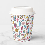 かわいいカラフルバルーンお誕生日ケーキギフトキッズ 紙コップ (正面)