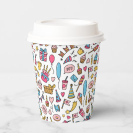 かわいいカラフルバルーンお誕生日ケーキギフトキッズ 紙コップ