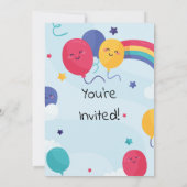 かわいいカラフルバルーンとレインボー誕生日カード 招待状 (裏面)