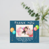 かわいいカラフルバルーン誕生日写真ありがとう ポストカード (スタンド正面)