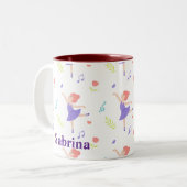 かわいいカラフルバレリーナパーソナライズされた女子 ツートーンマグカップ (正面左)