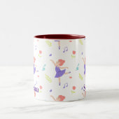 かわいいカラフルバレリーナパーソナライズされた女子 ツートーンマグカップ (中央)