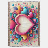 かわいいカラフルバレンタインデー スローブランケット (正面縦)