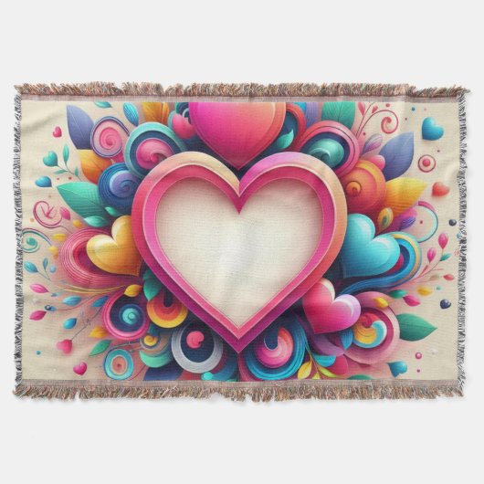 かわいいカラフルバレンタインデー スローブランケット (正面)