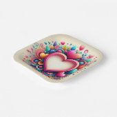 かわいいカラフルバレンタインデー ペーパープレート (傾斜あり)