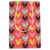 かわいいカラフルバレンタインハートパターン ミディアムペーパーバッグ (正面)