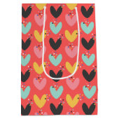 かわいいカラフルバレンタインハートパターン ミディアムペーパーバッグ (裏面)