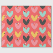 かわいいカラフルバレンタインハートパターン ラッピングペーパー (フラット)