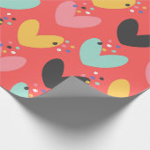 かわいいカラフルバレンタインハートパターン ラッピングペーパー (角)