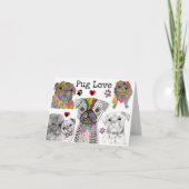 かわいいカラフルパグ犬の品揃えグリーティングカード カード (正面)