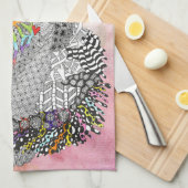 かわいいカラフルパステルウォーターカラーキャット絵画ズ キッチンタオル (四つ折り)