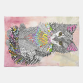 かわいいカラフルパステルウォーターカラーキャット絵画ズ キッチンタオル (横)