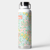 かわいいカラフルパステルガーデンフラワーパターン ウォーターボトル (背面)