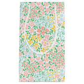 かわいいカラフルパステルガーデンフラワーパターン スモールペーパーバッグ (正面)