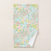 かわいいカラフルパステルガーデンフラワーパターン バスタオルセット (ハンドタオル)