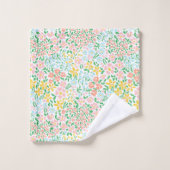 かわいいカラフルパステルガーデンフラワーパターン バスタオルセット (ウォッシュタオル)