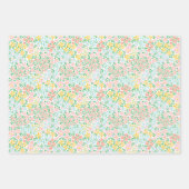 かわいいカラフルパステルガーデンフラワーパターン ラッピングペーパーシート (正面3)