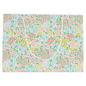 かわいいカラフルパステルガーデンフラワーパターン ラージペーパーバッグ (裏面)