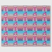 かわいいカラフルパステルスノウメリークリスマス ラッピングペーパー (フラット)