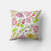かわいいカラフルパステルフラワーズ&バタフライズ クッション (裏面)