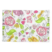 かわいいカラフルパステルフラワーズ&バタフライズ 枕カバー (裏面)