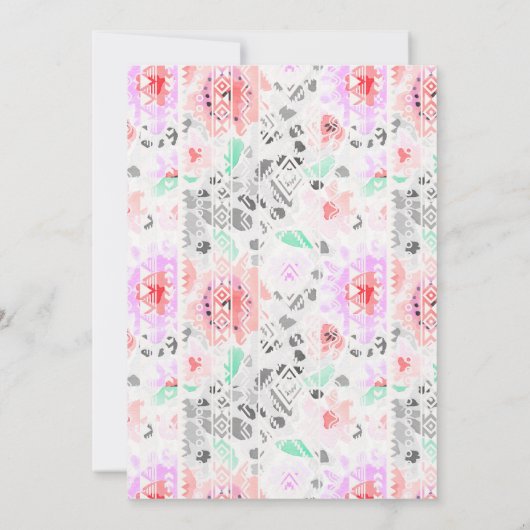 かわいいカラフルパステルフローラアステカ卒業パーティー 招待状 (裏面)