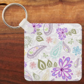 かわいいカラフルパステルペイズリーパターン キーホルダー (正面)