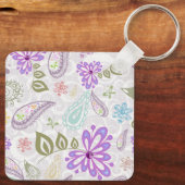 かわいいカラフルパステルペイズリーパターン キーホルダー (裏面)