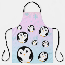 かわいいカラフルパステルペンギングラデーション エプロン