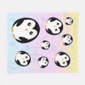 かわいいカラフルパステルペンギングラデーション フリースブランケット (正面(横))