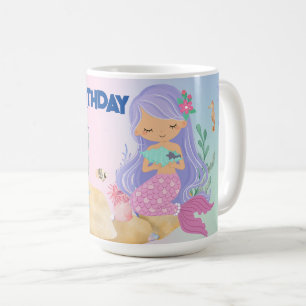 かわいいカラフルパステルマーメイドレインボー誕生日 コーヒーマグカップ
