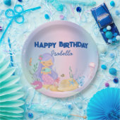 かわいいカラフルパステルマーメイドレインボー誕生日 ペーパープレート (パーティー)