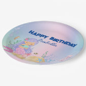 かわいいカラフルパステルマーメイドレインボー誕生日 ペーパープレート (アングル)