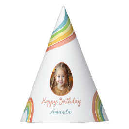かわいいカラフルパステルレインボーガールズフォト誕生日 パーティーハット