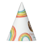 かわいいカラフルパステルレインボーガールズフォト誕生日 パーティーハット (左)