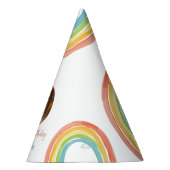 かわいいカラフルパステルレインボーガールズフォト誕生日 パーティーハット (右)