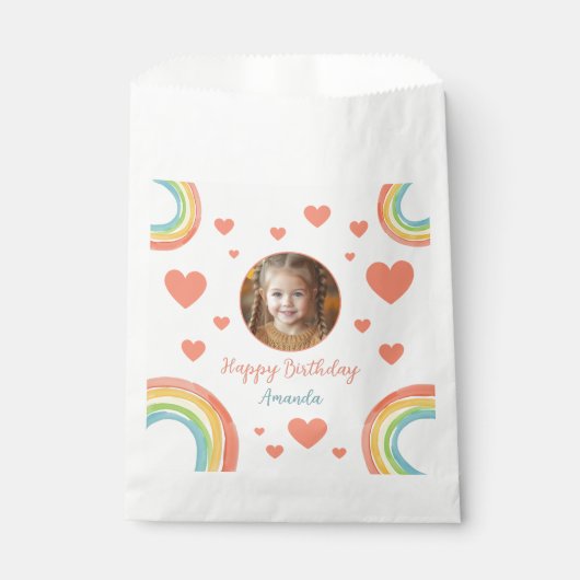 かわいいカラフルパステルレインボーガールズフォト誕生日 フェイバーバッグ (正面)