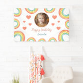 かわいいカラフルパステルレインボーガールズフォト誕生日 横断幕 (インサイチュ)