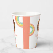 かわいいカラフルパステルレインボーガールズフォト誕生日 紙コップ (左)