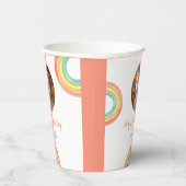 かわいいカラフルパステルレインボーガールズフォト誕生日 紙コップ (右)