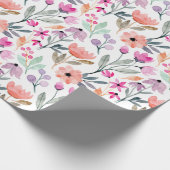 かわいいカラフルパステル水彩花模様 ラッピングペーパー (角)