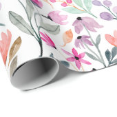 かわいいカラフルパステル水彩花模様 ラッピングペーパー (ロールコーナー)