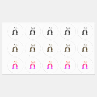 かわいいカラフルパンダのスケッチ ラベル