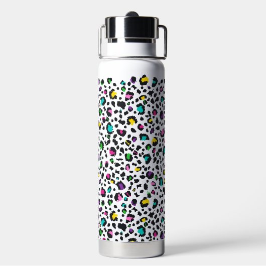 かわいいカラフルヒョウアニマルプリント ウォーターボトル (背面)